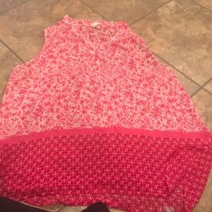 Sleeveless Half button pink floral 2X